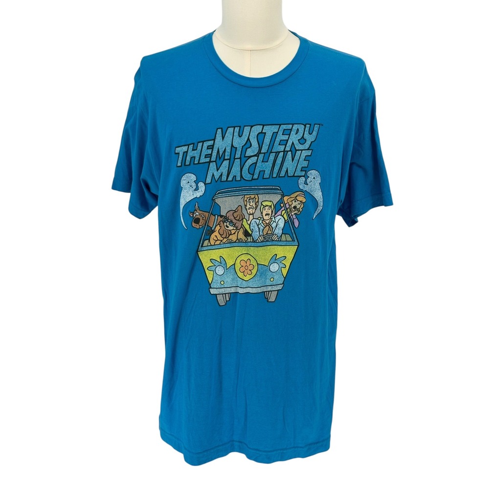 Scooby-Doo T-Shirt Blue Mystery Machine Graphic 100% Cotton Large
